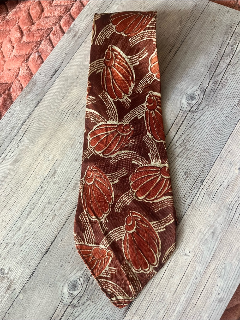 Vintage Towncraft Cravats orange and burgundy shell tie